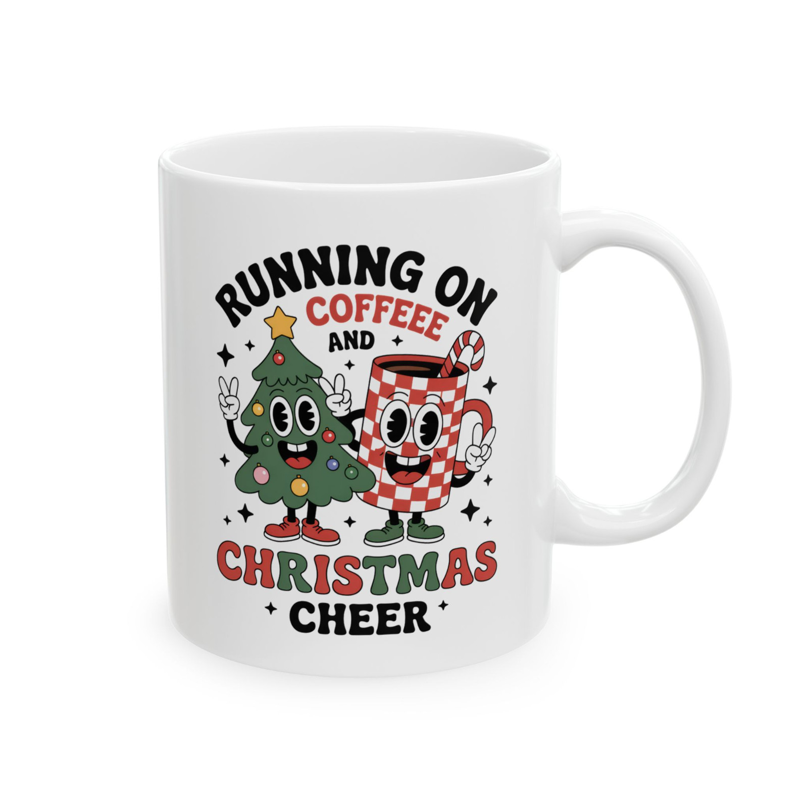 Christmas Coffee Mug Running on Coffee and Christmas Cheer Holiday Cup gallery
