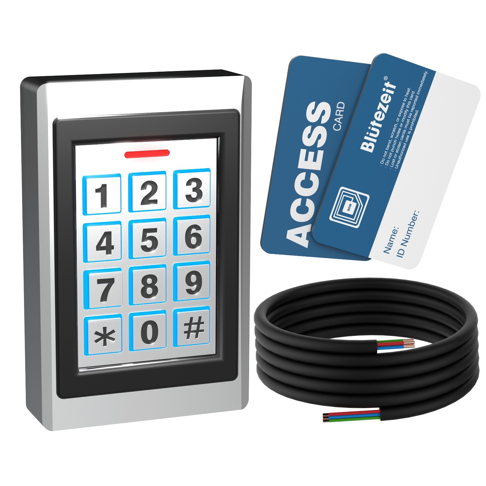 Blütezeit Wired Keypad IP67 w/2 RFID Cards & 16.4ft Cable for Gate Opener 12V DC gallery