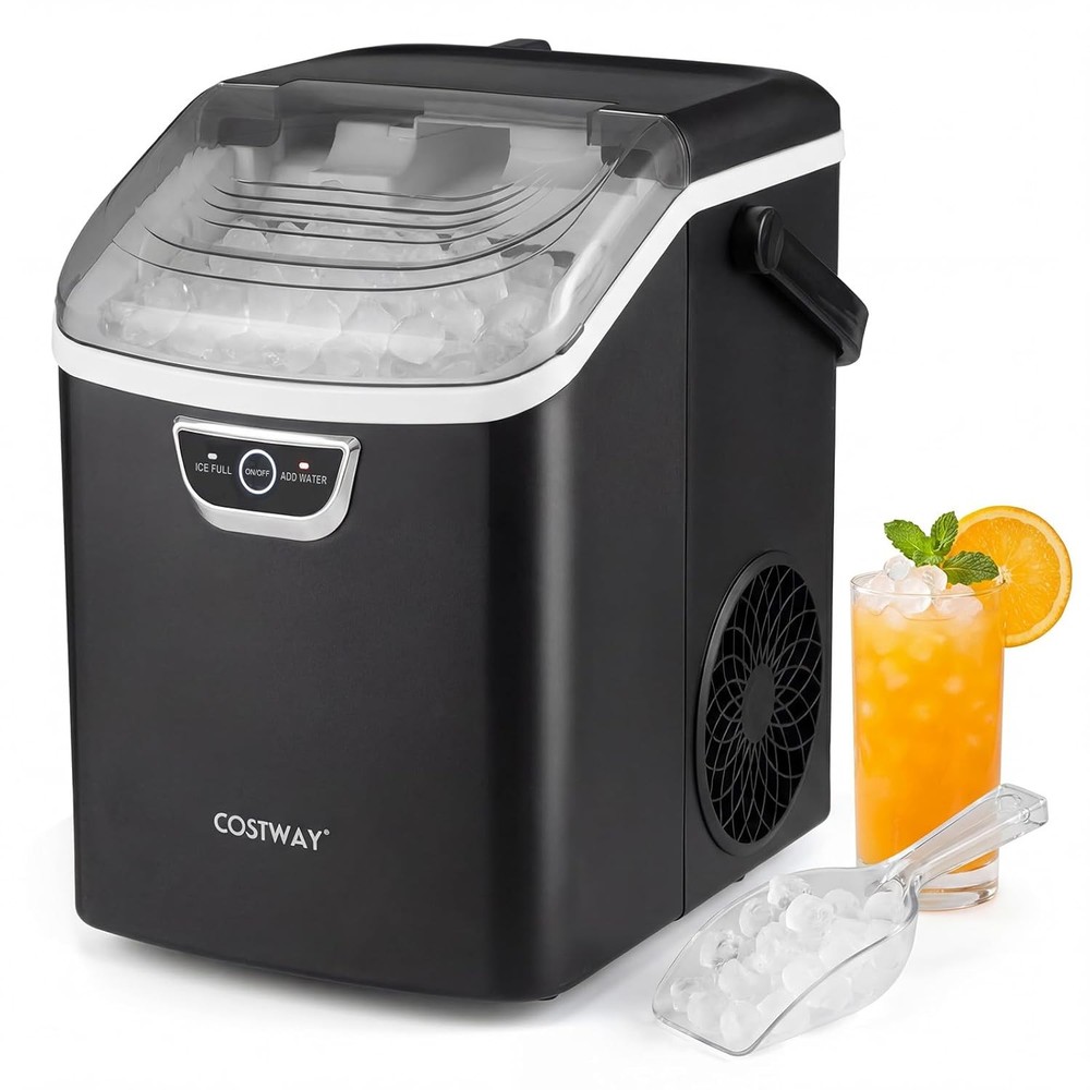 Nugget Ice Maker Countertop W/ Handle 33 Lbs/24H Soft Chewable Ice Ready