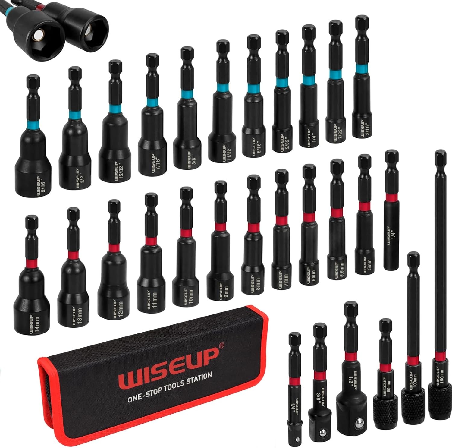 29PCS 1/4" Magnetic Nut Driver Set, Cr-V Steel SAE & Metric Power Drivers gallery