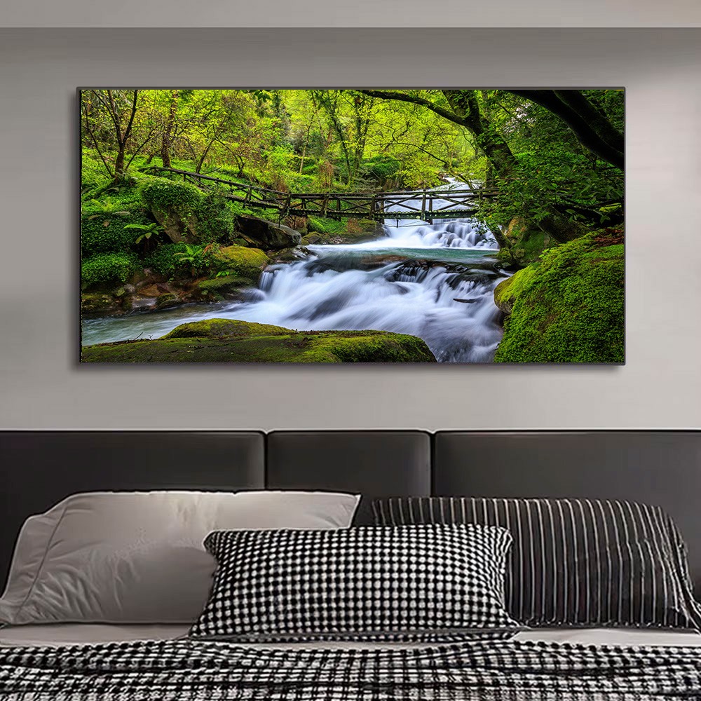 Canvas Painting Waterfall View Landscape Wall Art Nature Lake Posters Prints Art gallery