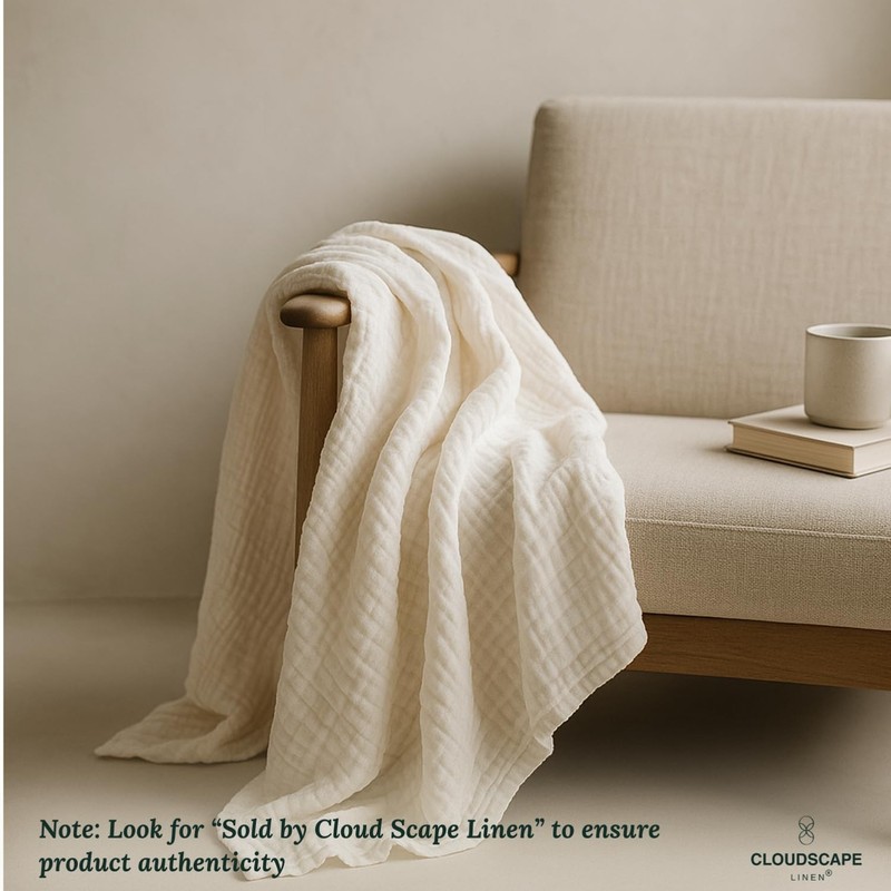 CLOUDSCAPE 4 Layer Muslin Blanket for Adults - 100% Cotton Throw Blanket - 50... gallery