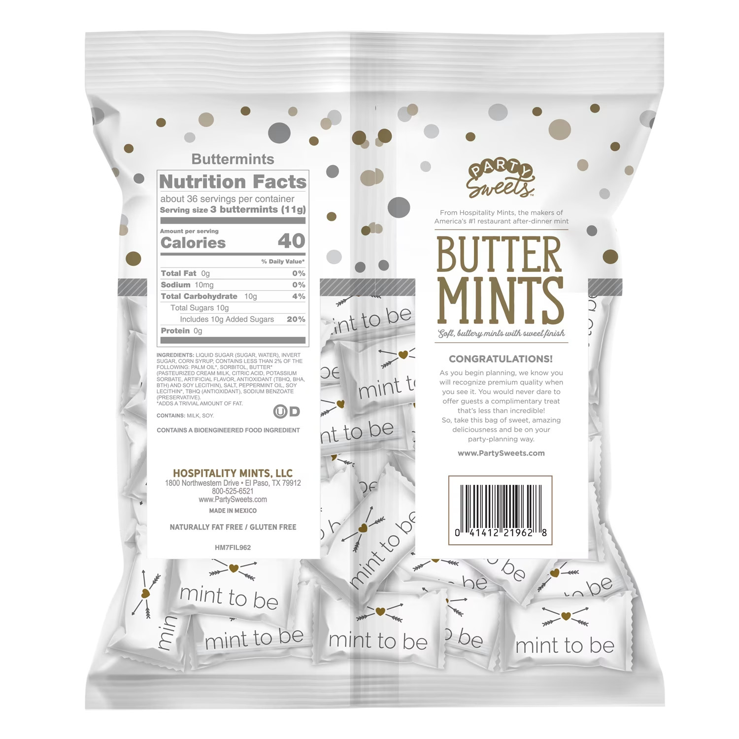 Party Sweets Wedding Buttermints in Mint to Be Wrapper, Allergens Contained, 14 gallery