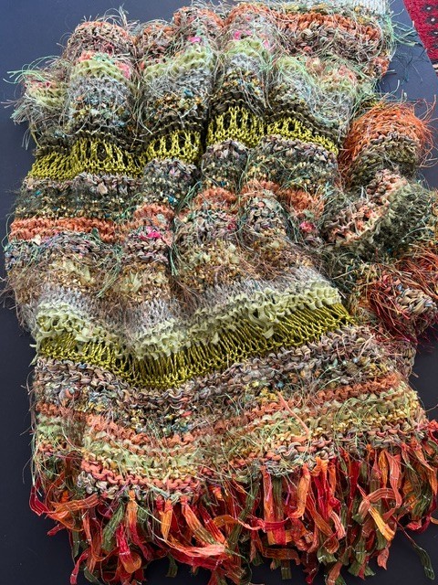 LUXE Multicolored Hand-Knit Throw Blanket with Tassels