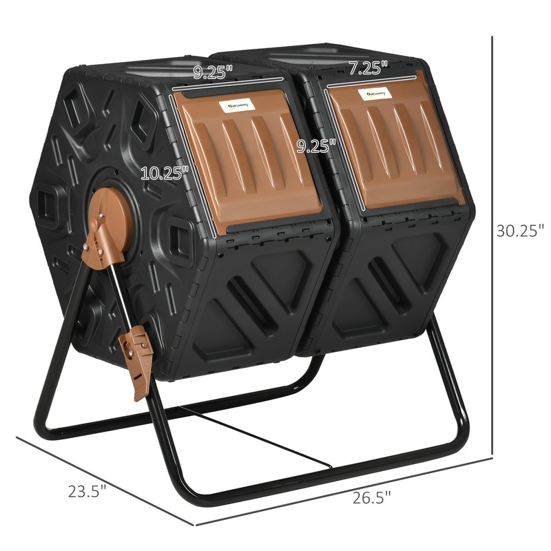 Outsunny 34.5 Gallon Composter Dual Chamber Compost Bin with Steel Legs gallery