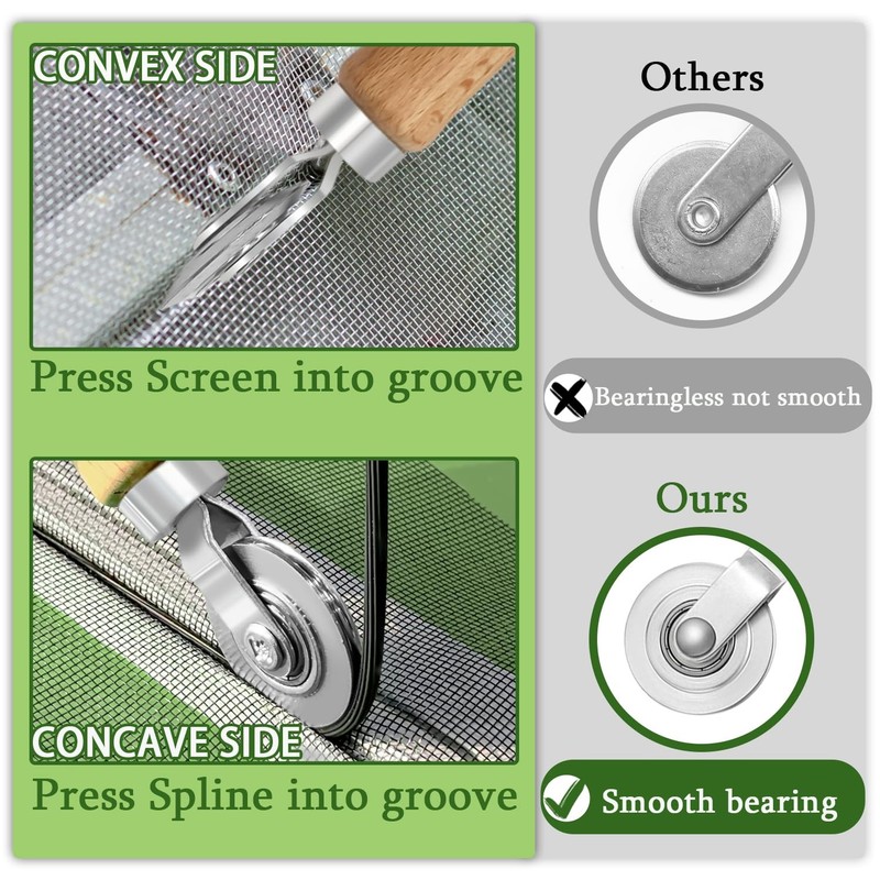 Screen Repair Kit Tool Roller Bear 32 Ft Spline Hook 3 in 1 Window Installation gallery