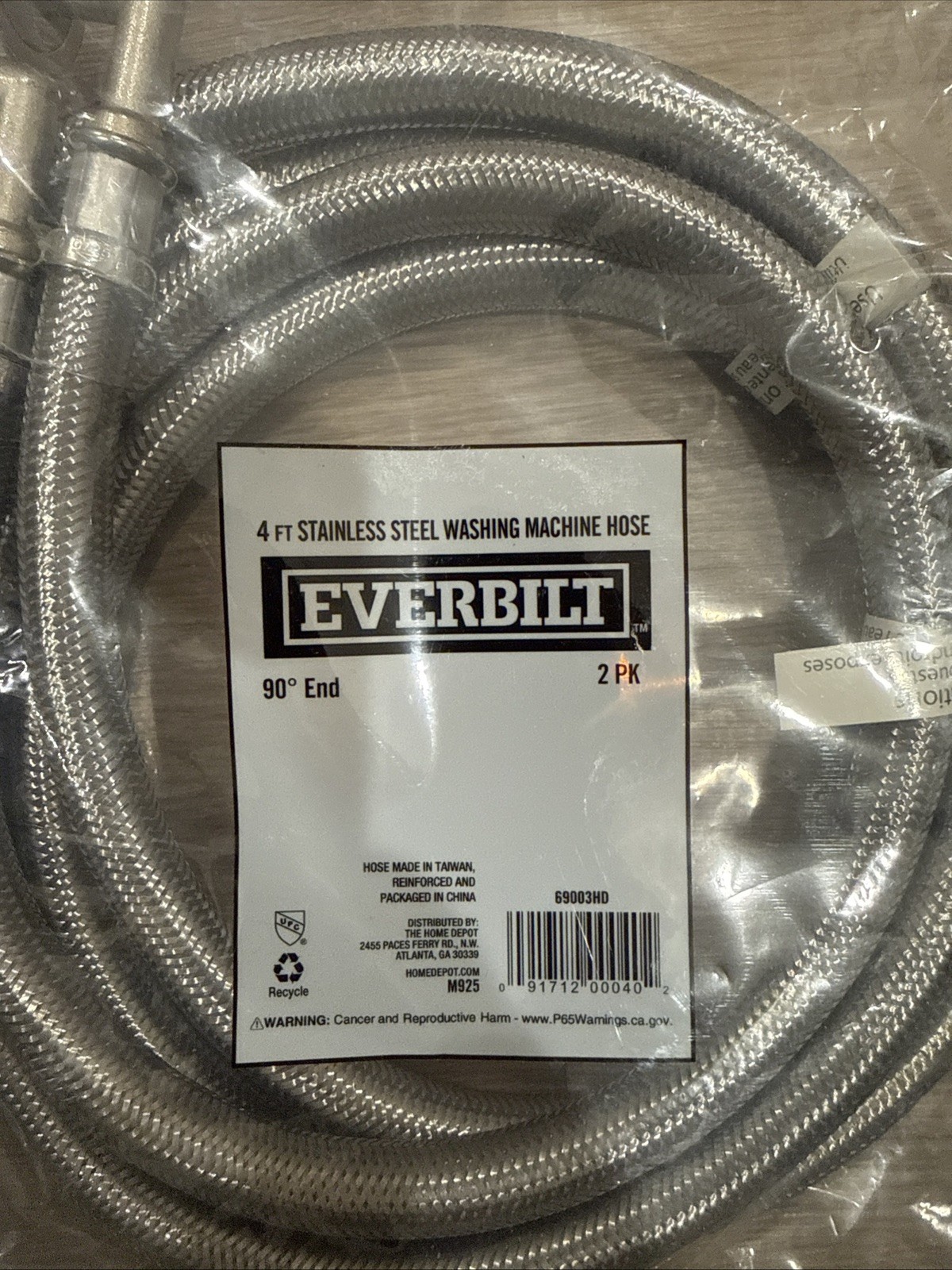 Everbilt 4 ft. Polymer Coated Stainless Steel Washing Machine Connector (2-Pack) gallery