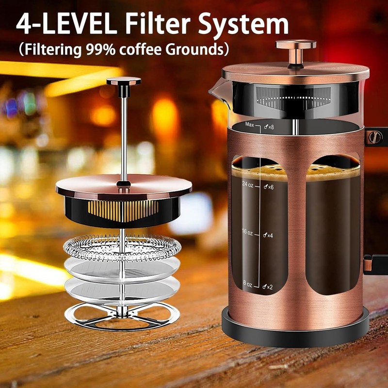 French Press Coffee Maker 34Oz / 1 Quart 304 Stainless Steel Coffee Press, gallery