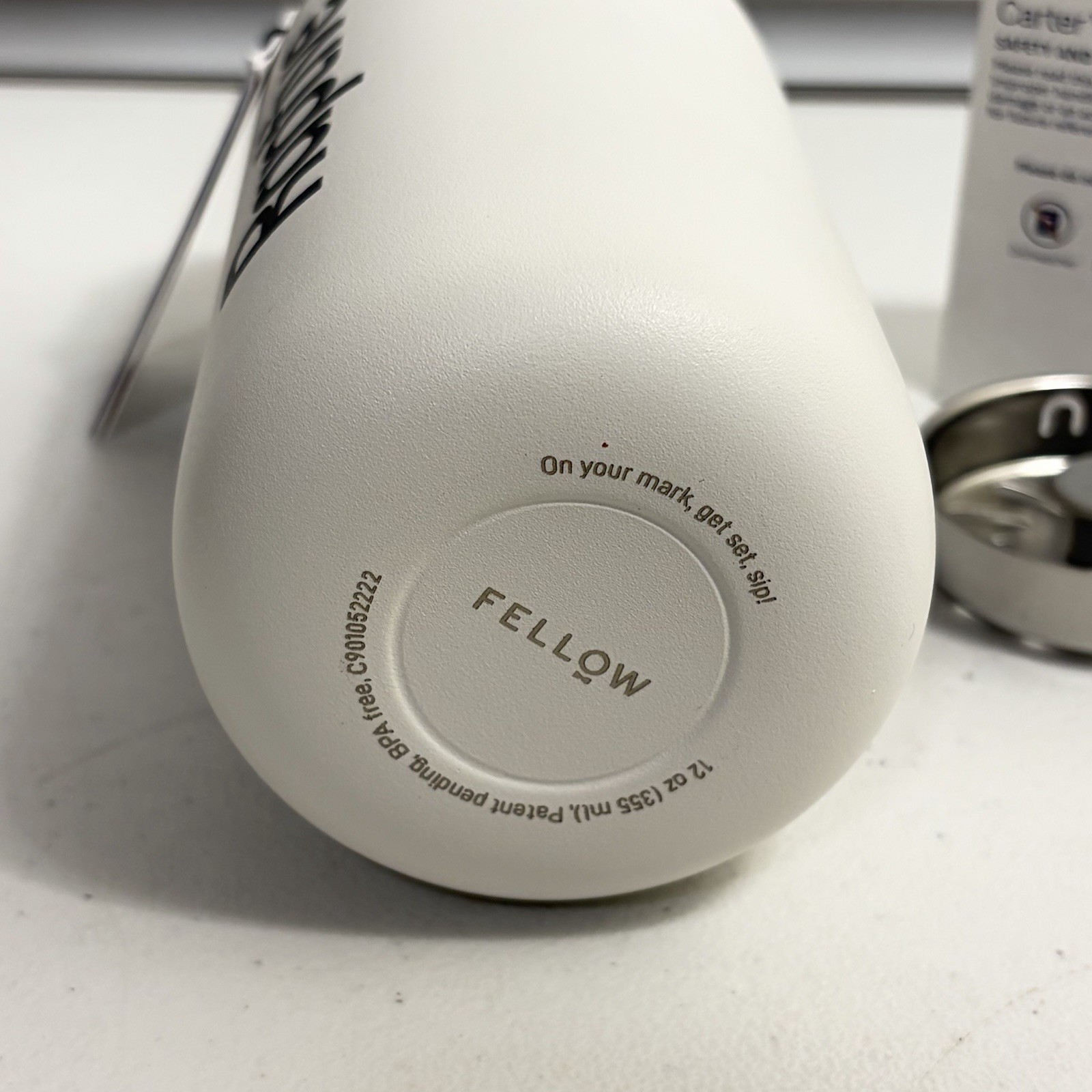 Fellow 12 oz Carter Move Travel Mug with Splash Guard Matte White Raptive Logo gallery