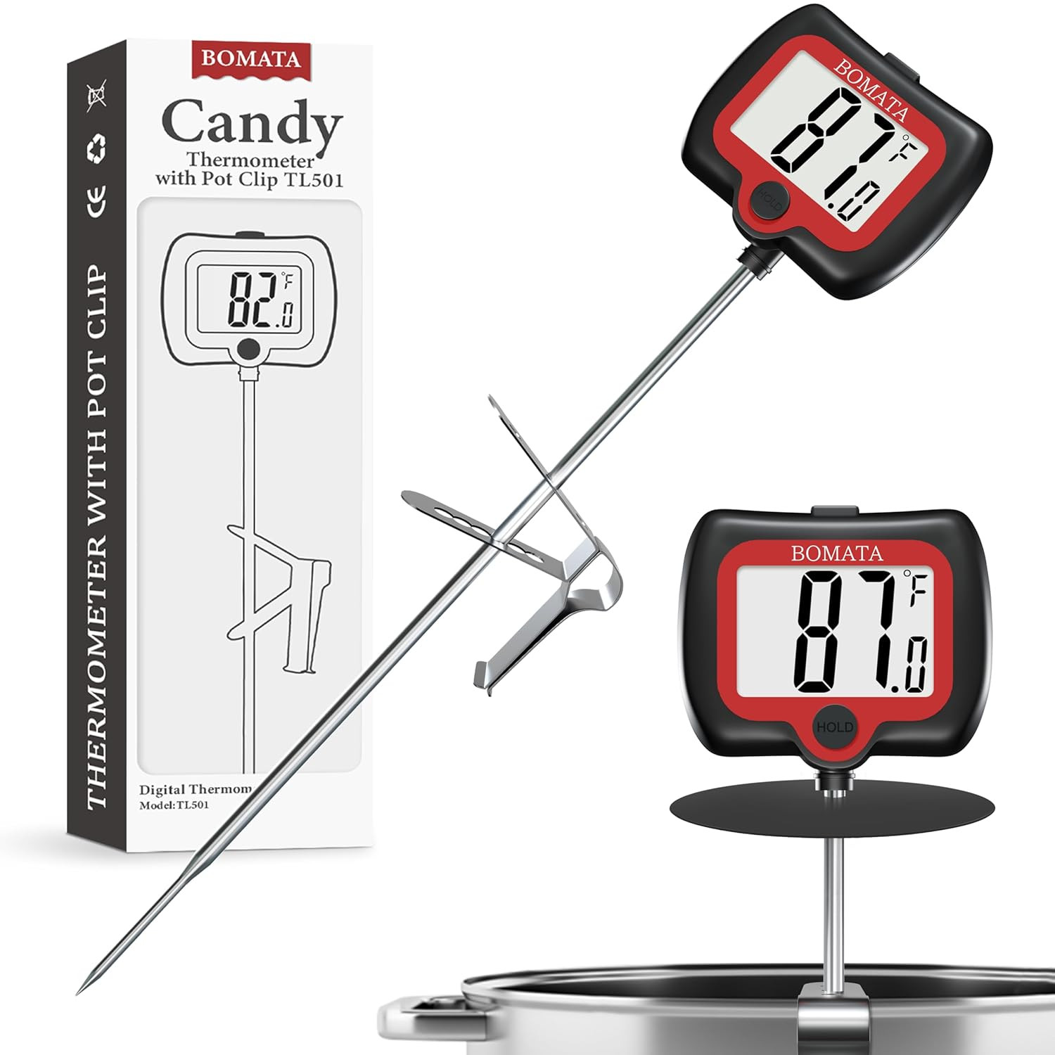 BOMATA Digital Candy Thermometer with Pot Clip, Deep Fry Oil Thermometer with Ro gallery