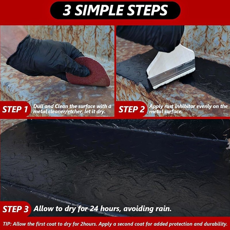 PERMANENT RUST CORROSION UV PROTECTION BLACK PAINT COATING AUTOMOTIVE HOME 32 OZ gallery