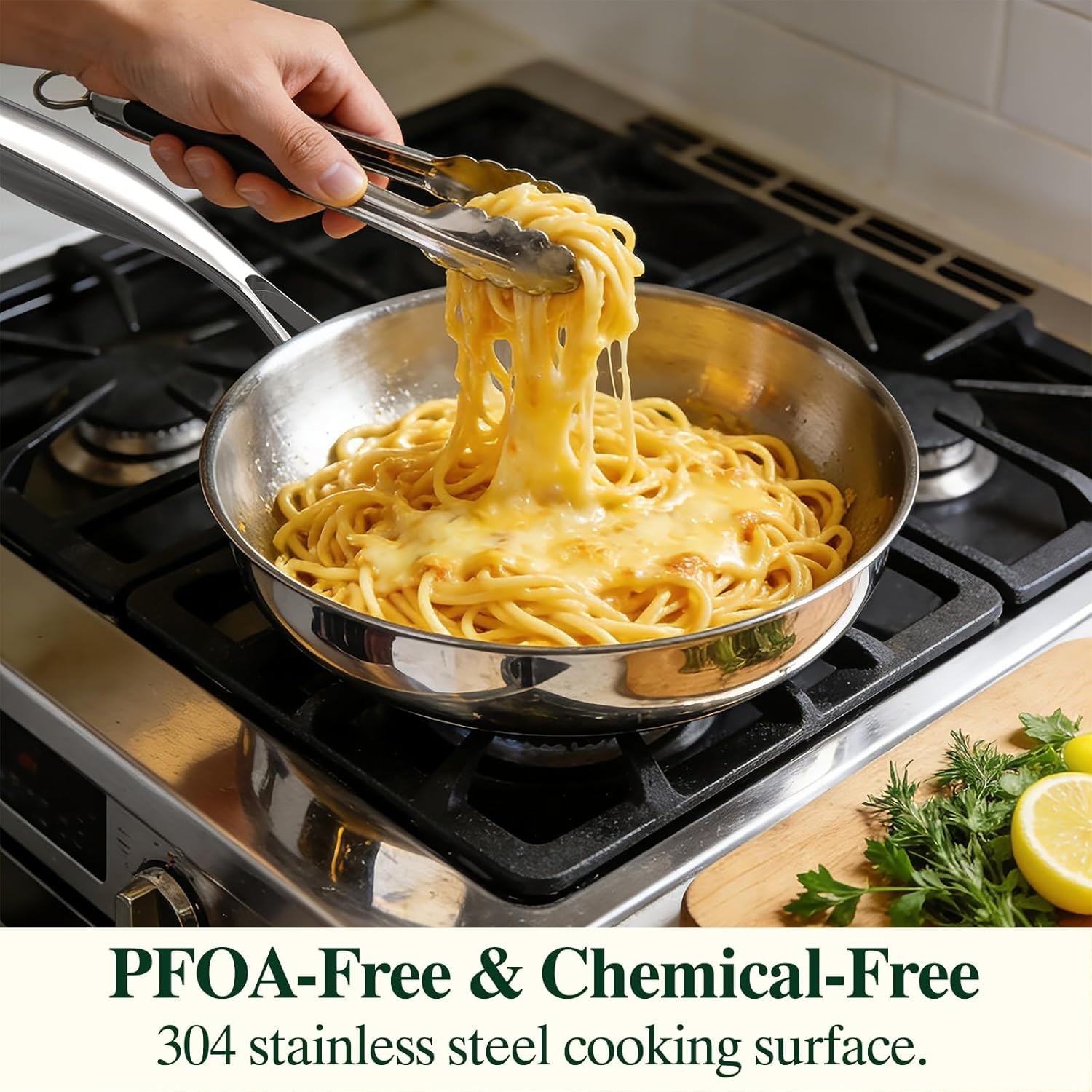 10 Inch Stainless Steel Frying Pan, Non-Toxic 5 Ply Stainless Clad, Professional gallery