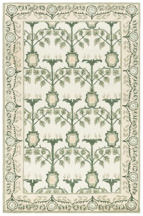 Arts & Crafts William Morris Style Hand-Hooked Wool Green Area Rug FREE SHIPPING gallery