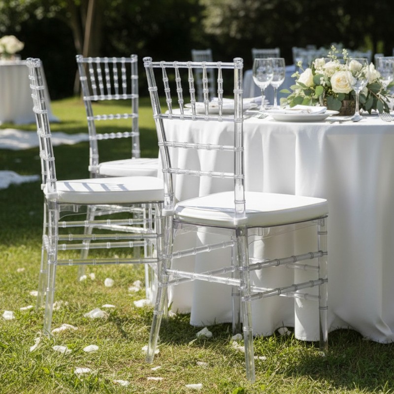 3pack Fully Assembled Transparent Crystal Dining Chair with Cushions for Event gallery