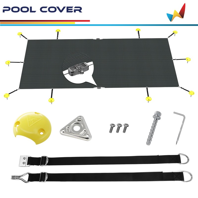 Wire Rope Rectangular Inground Swimming Pool Winter Cover Pool Safety-Green gallery