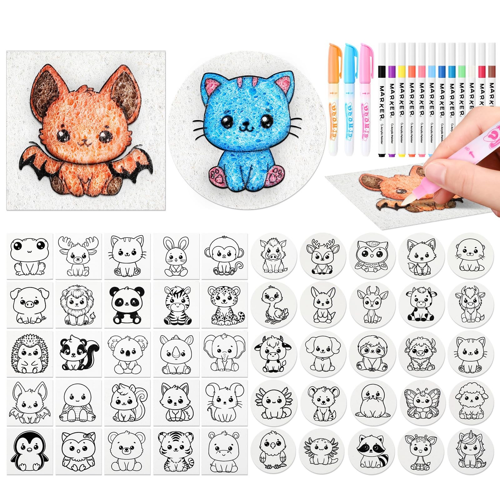 Maitys 65 Pcs Magic Foam Texture Paper Painting Kit, 3x3" White, Kids/Adults gallery