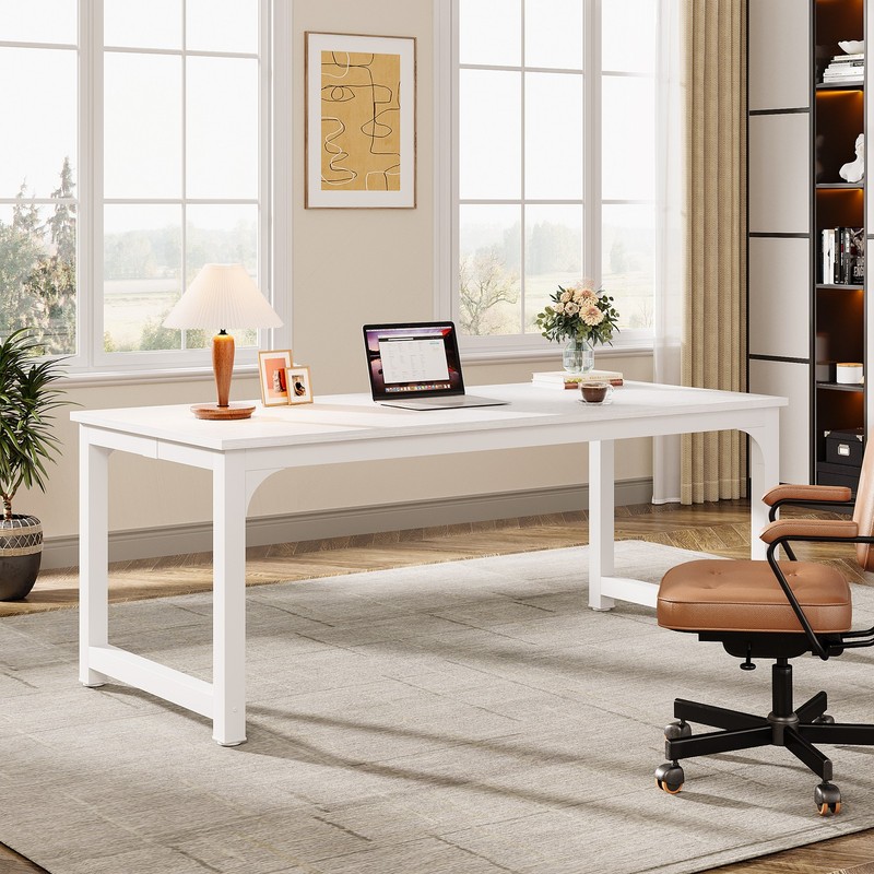 Tribesigns 70.8'' Executive Desk, Large Office Computer Desk with Thicken Frame gallery