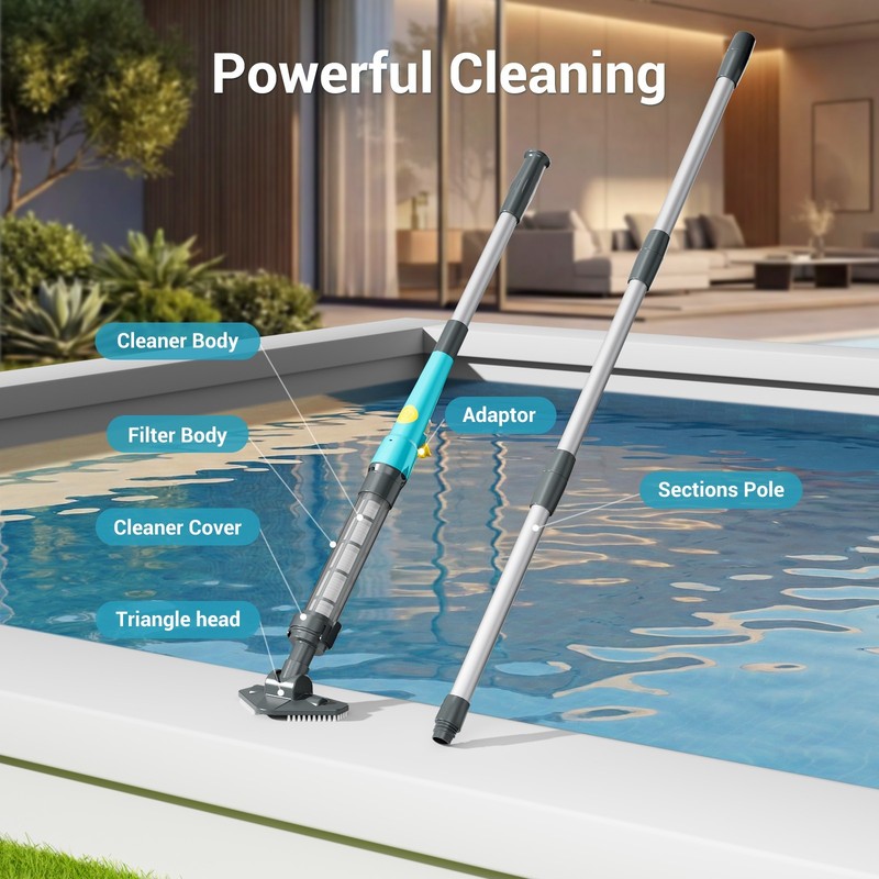 Rechargeable Cordless Pool Vacuum Handheld Underwater Cleaner with Pole Green gallery