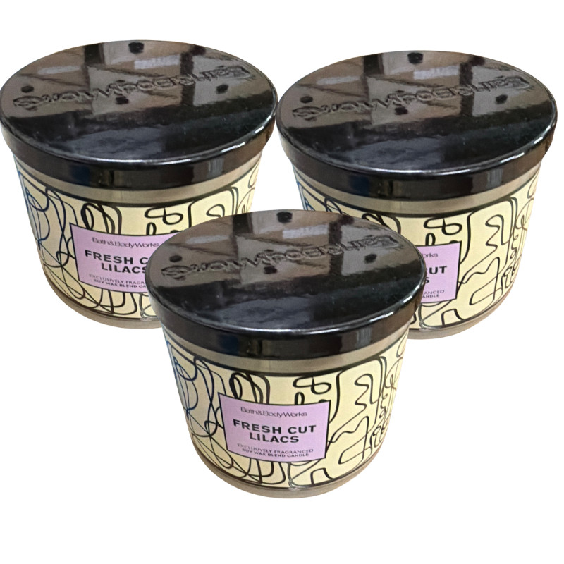 3 Pack Bath & Body Works Fresh Cut Lilacs 3 Wick Candle 14.5 oz Large gallery