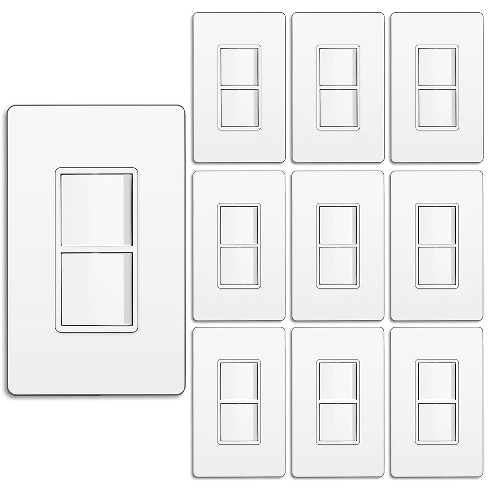 10 Pack Double Light Switch, On/Off Rocker Dual Wall switch, 15A 120V, Single Po