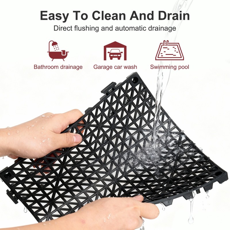 NAIZEA Interlocking Tile Drainage Tiles 12"x12" Splicing Floor Tiles 24/36/50PCS gallery