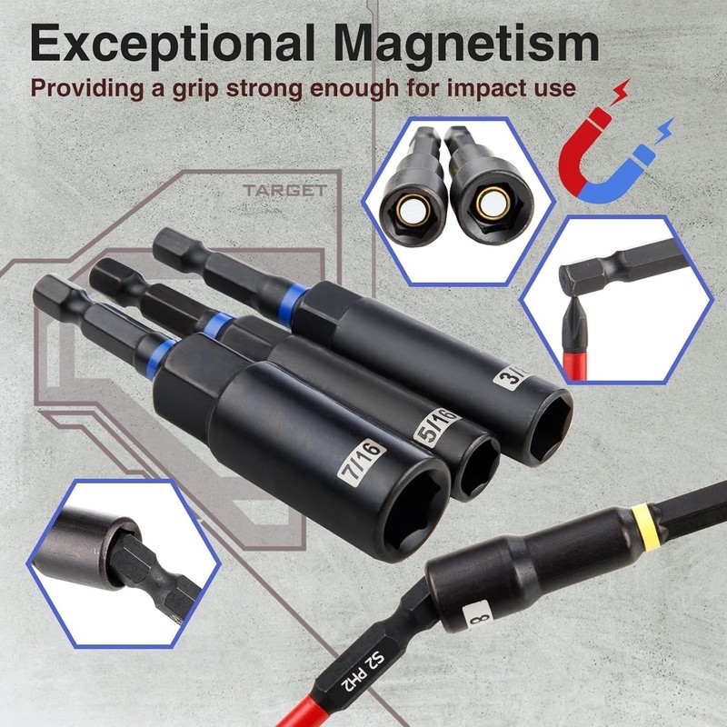 80pc Magnetic Impact Nut Driver Set Metric & SAE with Socket Adapters Bit Holder gallery