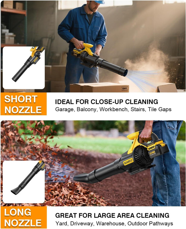 SOARFLY Cordless Leaf Blower – 650 CFM | 28,000 RPM Brushless Motor, 2×4.0Ah Bat gallery