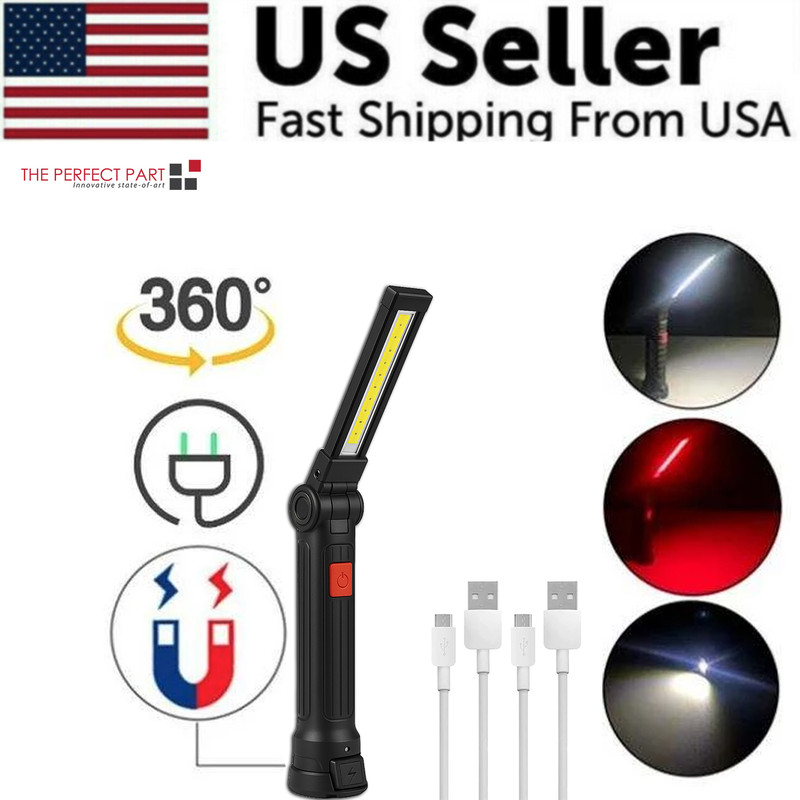 Rechargeable LED COB Work Light Mechanic Flashlight Lamp Magnetic Base Bright gallery