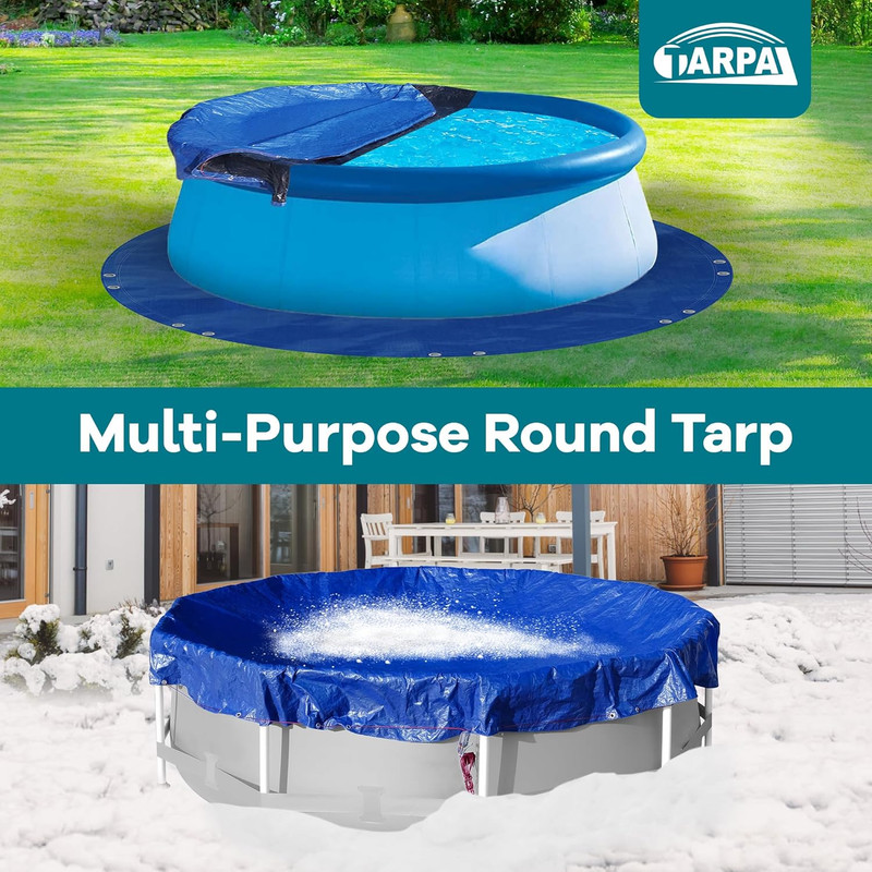 18ft Round tarp Waterproof 8mil Poly Tarps Pool Cover Multifunctional Tarpaul... gallery