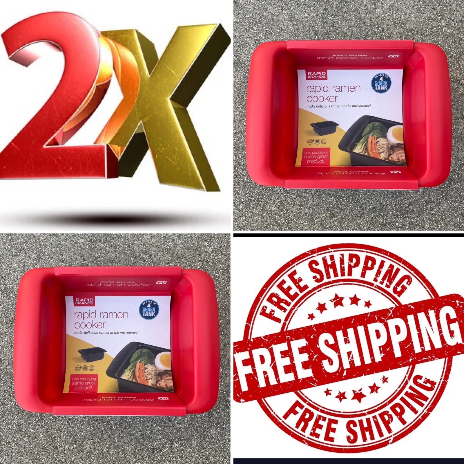 2 Pack Rapid Ramen Cooker Microwave Ramen 3 Minutes BPA Free Dishwasher Safe Red gallery