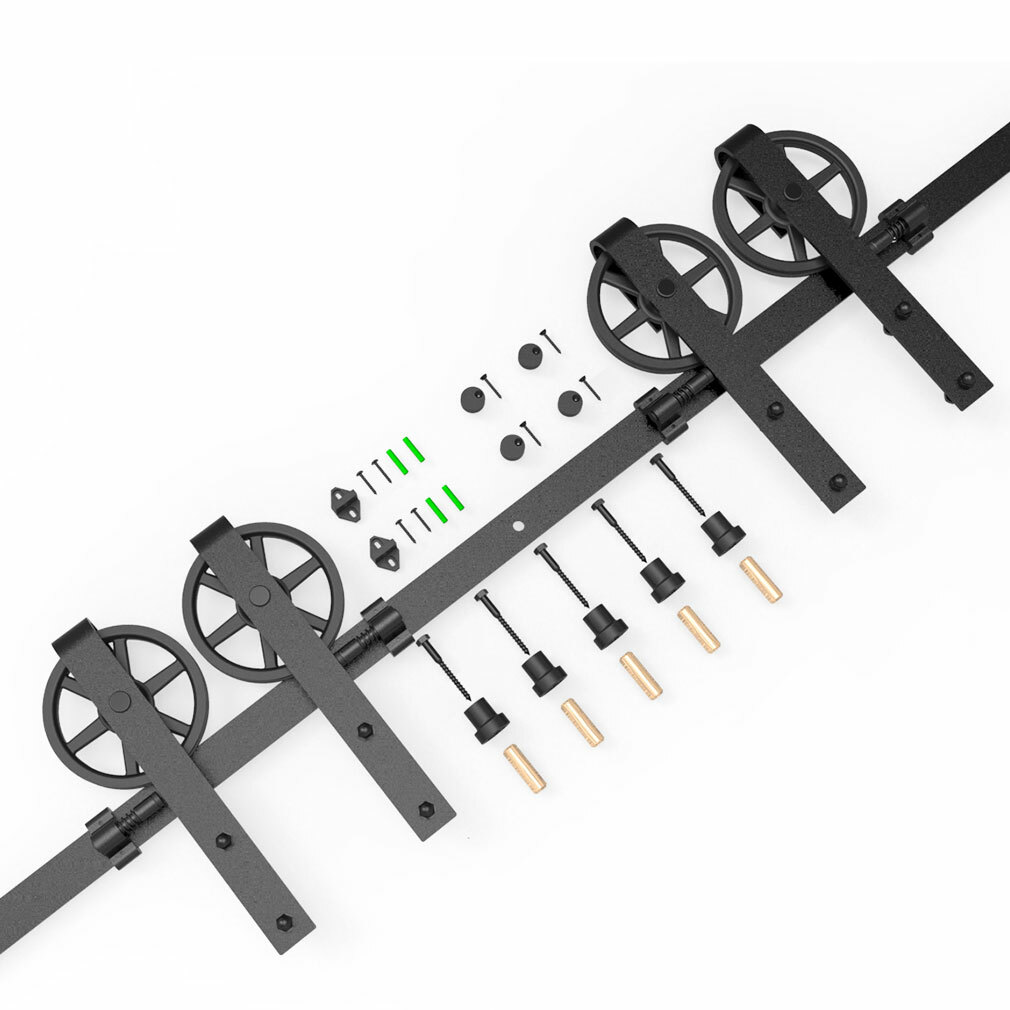 CCJH Sliding Barn Door Hardware Closet Track Kit 4FT-20FT For Single/Double Door gallery