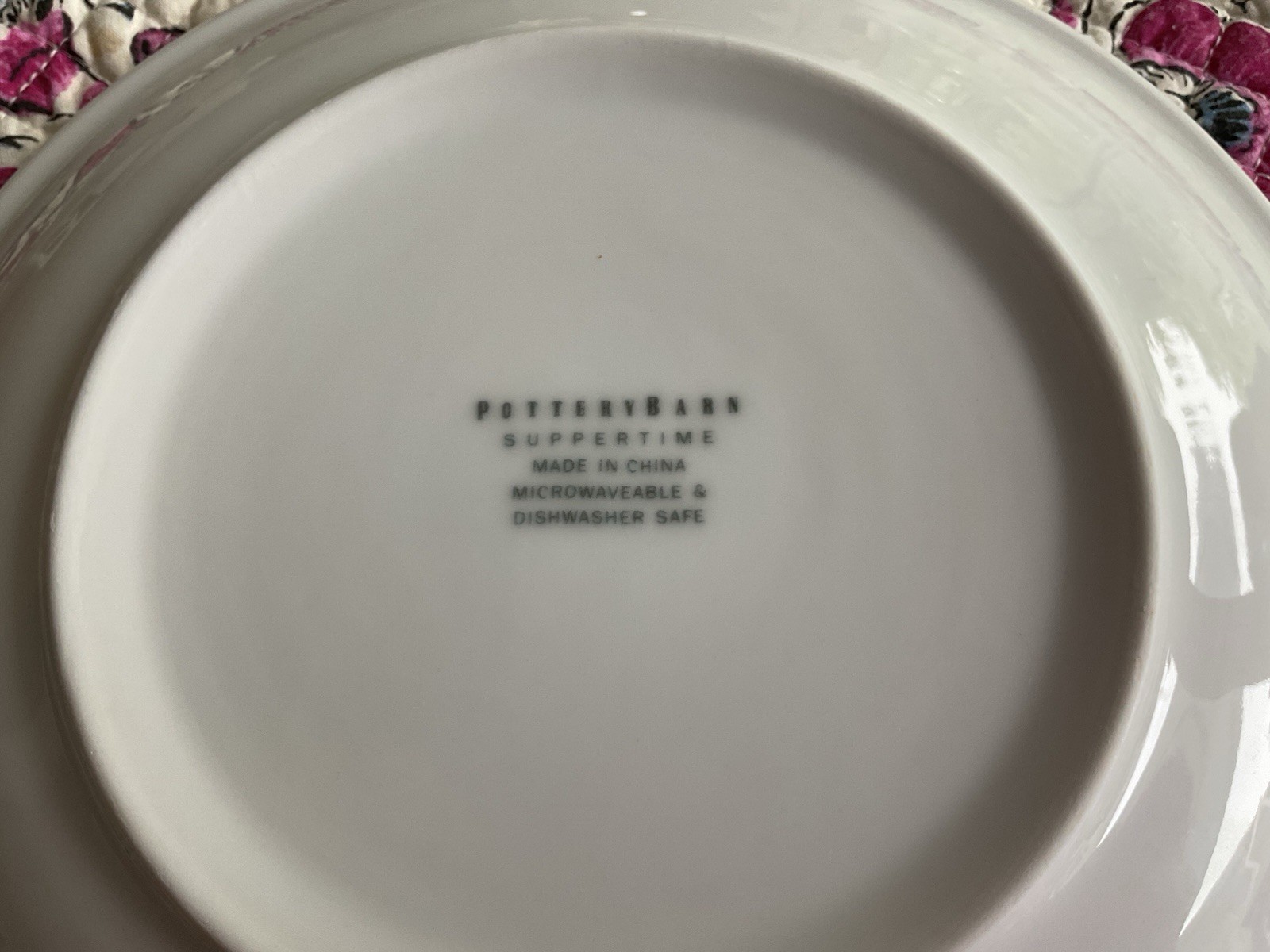 8 Pottery Barn SUPPERTIME White Ceramic Dinner 10" Plates gallery