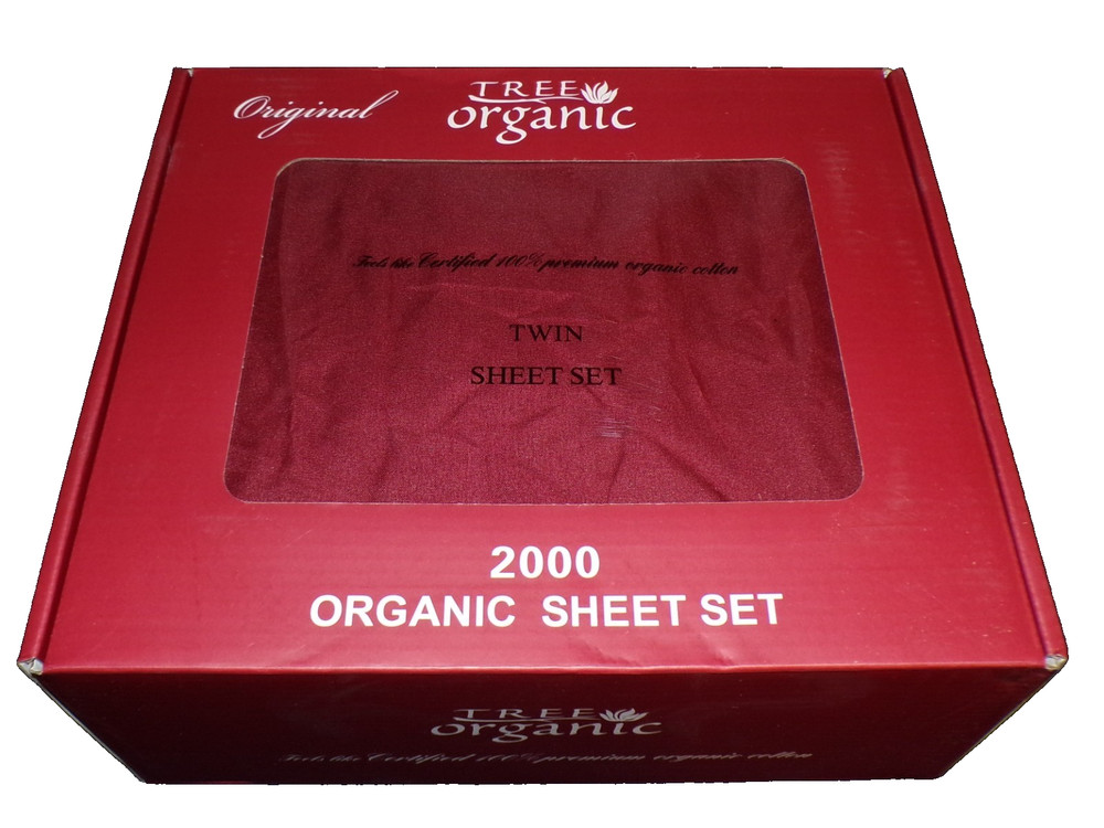 Tree Organic- 2000 Organic Sheet Set Solid RED TWIN 18" corners 4 PC