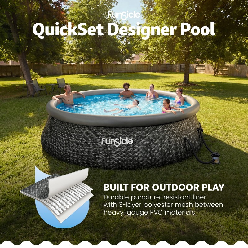 Funsicle 12' x 36" QuickSet Inflatable Ring Top Outdoor Above Ground Pool w/Pump gallery