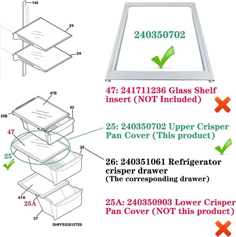 240350702 Crisper Pan (Top) Compatible with Electrolux Frigidaire Refrigerator gallery