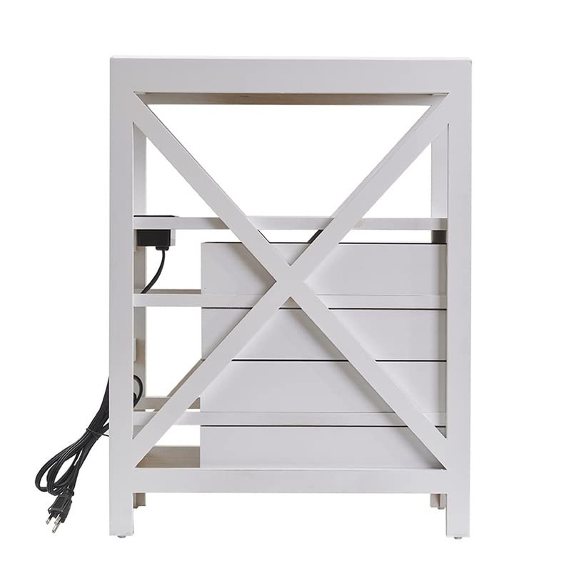 Fully Assembled Narrow Side Table with Charging Station, No Assembly Narrow N... gallery
