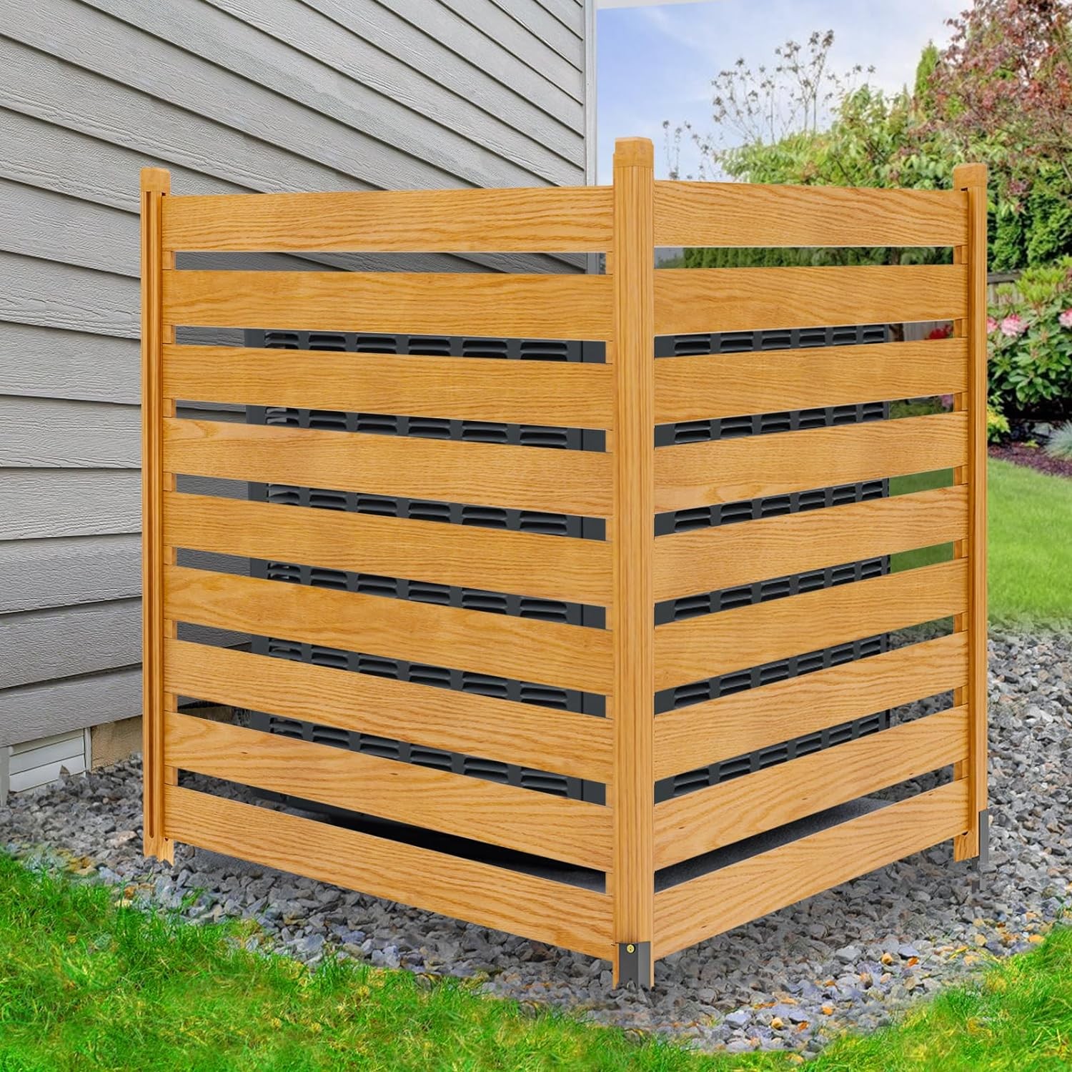 SUNYRISY 2 Panel Air Conditioner Fence Wood Privacy Screens Fence Panels Outdoor gallery