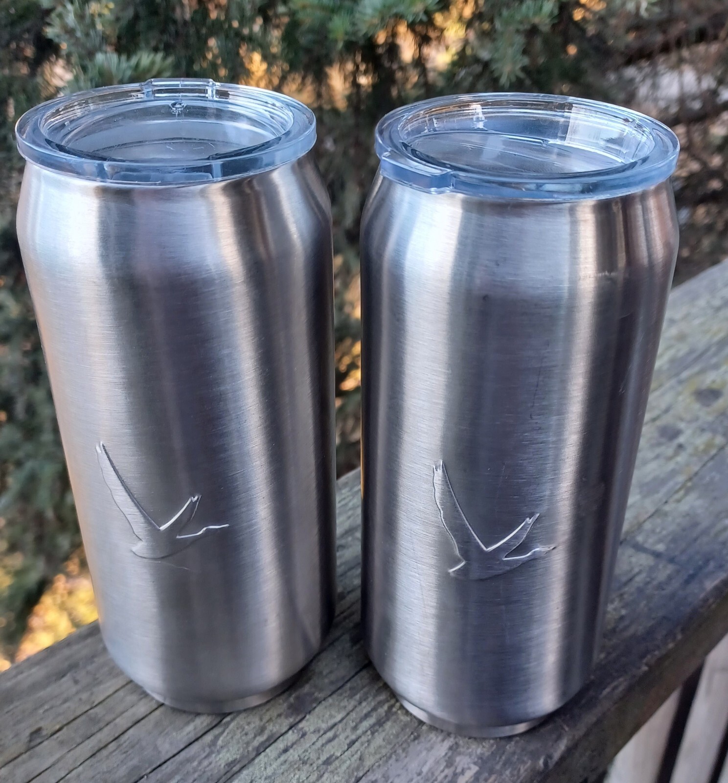 Grey Goose Vodka Brushed Stainless Steel 6.5" Insulted Tumblers W/ Lids Set of 2 gallery