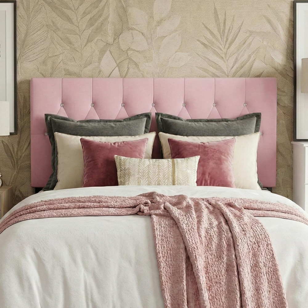 Concetta Full Upholstered Panel Headboard, Diamond Button Tufted