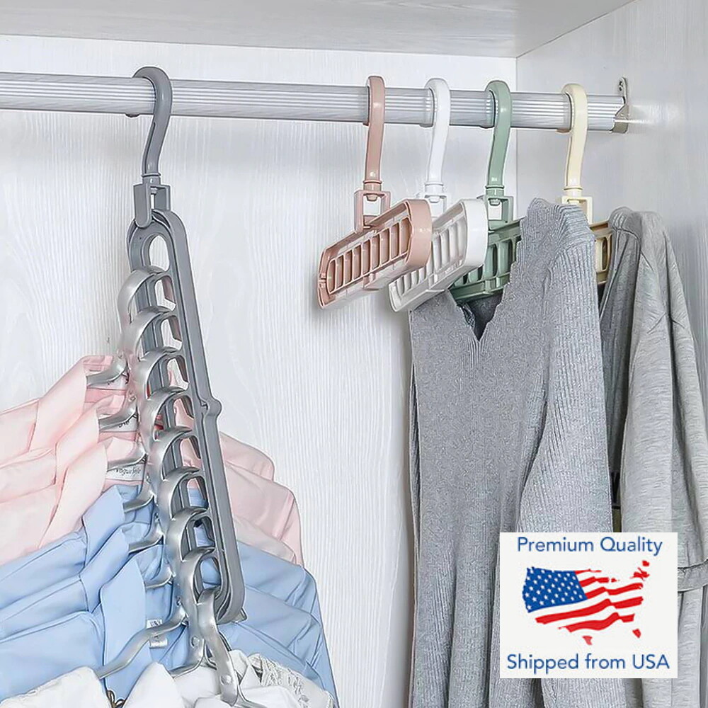 3D Folding Hanger 9 Hole Rotating Magic Closet Organizer Space Saver Saving Room gallery