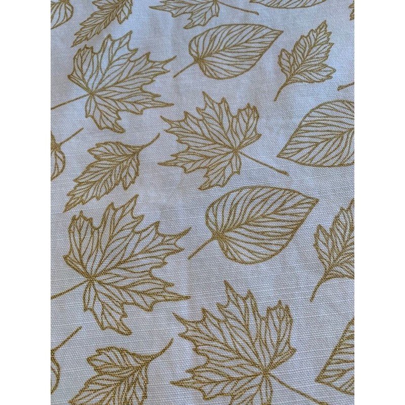 Rectangular Tablecloth Table Linen Cream with Gold Metallic Leaves 61" x 77" gallery