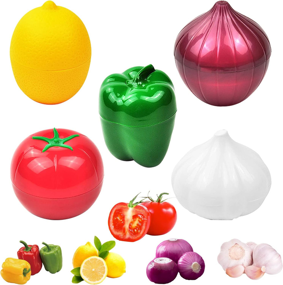 5Pcs Vegetable Storage Boxes Fruit Fresh Keeping Containers Reusable Plastic Set