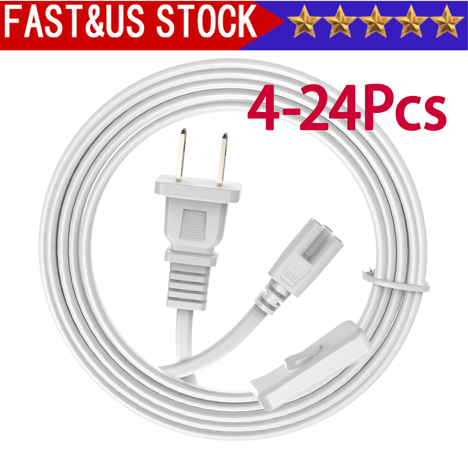 6ft 4-24Pcs US Plug Extension Cord for T8/T5 LED Lights - Durable & Reliable gallery