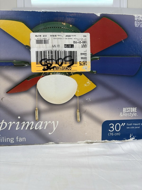 Restore & Restyle Petite Primary 30″ Multi-Color Ceiling Fan Green Finish New gallery