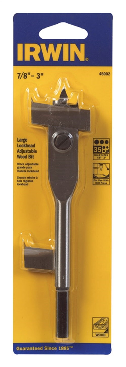 Irwin 45002 High Speed Steel Adjustable Wood Boring Bit 7/8 to 3 x 6-1/2 L in. gallery