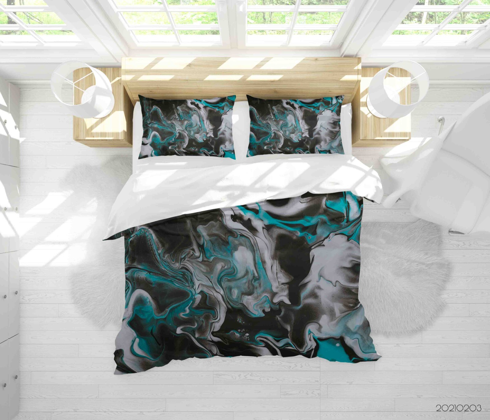 3D Marble Texture Black Blue White Quilt Cover Set Bedding Sets Pillowcases 64 gallery
