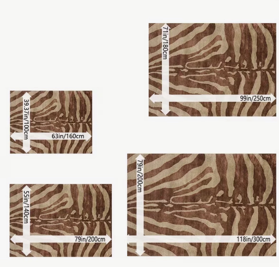 Zebra Skin Hand Tufted Carpet Brown And Beige Anti Skid Rug Animal 7x10 Inches gallery