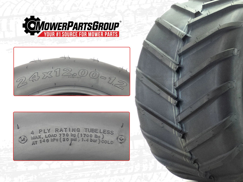 (2) Aggressive Tire Assemblies 24x12.00-12 Fits Scag Turf Tiger 61" 72" 481850 gallery
