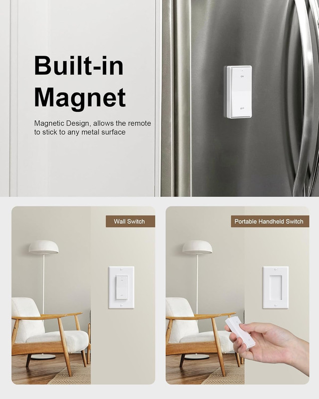 Remote Control Outlet, Decorator Rocker Wall Switch, 200FT Long Range Wireless L gallery