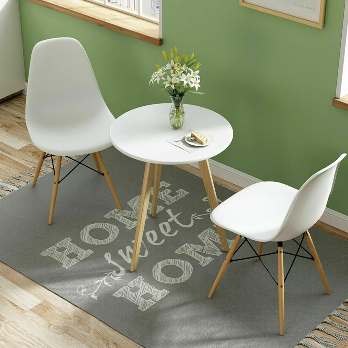 Topbuy 2 PCS Dining Chairs Modern Style W/ Linen Cushion Black/White/Blue gallery